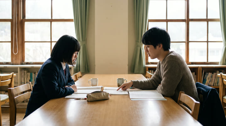 高校生と年上のメンターが話すようすのイメージ